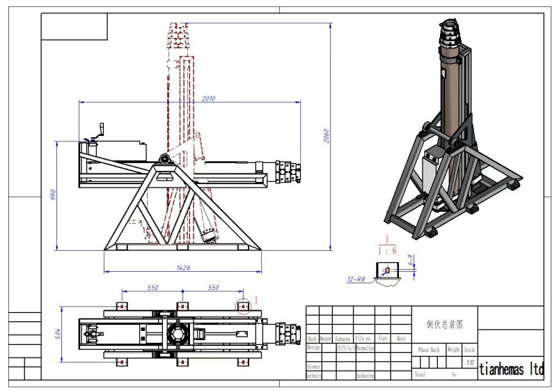 6m electric lockable spindle telescopic mast